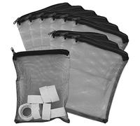 LAMXD Aquarium Filter Bags- Fish Tank Media Mesh Filter Bag High Flow Fine Mesh Net Reusable Bags with plastic Zipper for Fish Tank Bio Balls, Pelletized Carbon -Mesh hole 1mm (10Pcs Black)