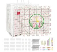LAMXD Blocking Mats for Knitting - Extra Thick Blocking Boards with Grids with 24pcs Knitting blockers, 200 T-pins, 20 Stitch Marker 3 Plastic Needles and Tape Measure - Pack of 9
