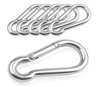 LAMXD Carabiner Clip, 6 Pcs Stainless Steel M6 Carabiner Clip Heavy Duty, Small Carabiner Clips For Hiking, Camping, Fishing, Dog Leash & More