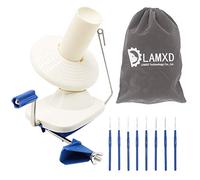 LAMXD Needlecraft Yarn Ball Winder Hand Operated,Capacity 4-Ounce,Blue,Portable Package,Easy to Set Up and Use,Sturdy with Metal Handle and Tabletop Clamp,Including 8 Sizes Crochet Hooks Set