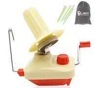 LAMXD Needlecraft Yarn Ball Winder Hand Operated,Red,Portable Package,Easy to Set Up and Use,Sturdy with Metal Handle and Tabletop Clamp,Including Umbrella Swift Yarn Winder Set