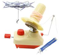 LAMXD Needlecraft Yarn Ball Winder Hand Operated,Red,Portable Package,Easy to Set Up and Use,Sturdy with Metal Handle and Tabletop Clamp,Including Umbrella Swift Yarn Winder Set