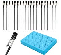 LAMXD Spray Paint Clamping, 20Pcs Alligator Clip Stick and Blue Painting Stand Base Set, Metal Wire Alligator Clamps, Tailed Clasp Clips for Hobby Modeling DIY Memo, Photo, Card