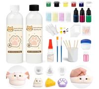 LAMXIN 15.4fl oz Liquid Slilicone Squishy Making Kit, 1:1 AB Ratio Epoxy Resin Mix Squishy Kit, Anxiety & Relaxation, with Cat Paw, Hamster & Cheese Molds, Plenty of Accessories, Enjoy DIY