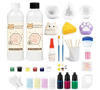 LAMXIN Squishy Making Kit, 18oz DIY Liquid Slilicone Squishy Kit, Liquid Silicone 1:1 AB Ratio Epoxy Resin Mix with 3 Molds(Cat Claw, Hamster, Cheese)