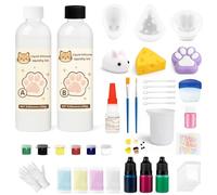 LAMXIN Squishy Making Kit, 18oz Liquid Slilicone Squishy Kit, Liquid Silicone 1:1 AB Ratio Mix, with Cat Claw, Rabbit, Cheese Molds, Decompression Gift, DIY Craft for Enthusiasts