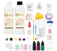 LAMXIN Squishy Making Kit, 18oz Liquid Slilicone Squishy Kit, Liquid Silicone 1:1 AB Ratio Mix, with Cat Claw, Hamster, Cheese Molds, Decompression Gift, DIY Craft for Enthusiasts