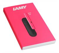 Lamy pico neon pink ballpoint pen gift set - Innovative pocket pen - with one click in full size - metal barrel & line width M - incl. leather case & compact refill M 22 in black