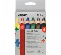 LAMY 3plus Colouring Pencils 520 Set of 6: Folding Box with 6 Colouring Pencils - Cedar Wood Pencils with Ergonomic Shape and High Colour Brilliance - Extra Thick Lead Diameter 10 mm, Colouring Pencil