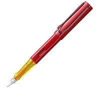 Lamy AL-star Glossy Red Fountain Pen - Fountain Pen with Ergonomic Grip & Polished Steel Nib in Line Width F - Lightweight Aluminium Housing - Includes Ink Cartridge T 10 Blue - Right-Handed