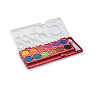 Lamy Aqua Plus Red Paint Box with 12 Colours - Ideal for School Lessons - with Johannes Itten Colour Circle & Opaque White - Mixing Fields in Lid