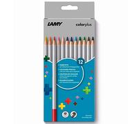 Lamy colorplus Folding Box with 12 Colouring Pencils - Bright Colour Motifs - Made of Solid Basswood with Ergonomic Triangle Shape - Thickness Lead Diameter 3.3 mm, Colouring Pencil Diameter 7.2 mm