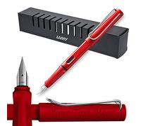 Lamy Engraved Fountain Pen Safari red Great gift for School or Home office (Fine nib)