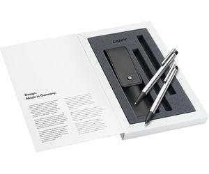 Lamy Logo 205 Matte Ballpoint Pen Set Including Large Refill M 16 Black and Mechanical Pencil 105 with Fine Line Lead M 40 (0.7 mm) Including Black Leather Case and Gift Packaging
