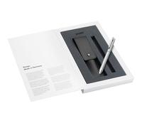 Lamy logo twin pen - multifunction pen set - mechanical pencil & ballpoint pen in an elegant stainless steel - in allpoint refill M 21 in black, fine line refill M 41 (0.5 mm) & leather case