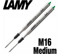 LAMY M16 Ballpoint Pen Refill - Medium - Green Ink - Pack of 2