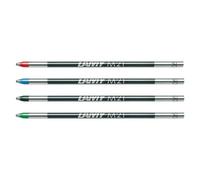 Lamy M21 4-pack metal refill, large capacity, metal - Original replacement refill for all multisystem pens - Indelible - Medium line width in black, blue, green, red ink