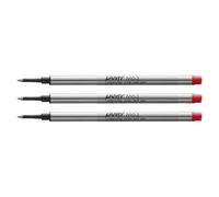 Lamy M63 3-pack of large-capacity metal rollerball refills - Original replacement refills for all rollerball pens with cap - Document-proof - Medium line width in red ink