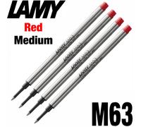 LAMY M63 Rollerball Pen Refill - Medium - Red Ink - Pack of 4