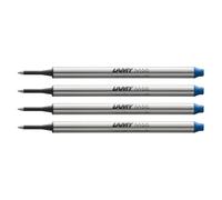 Lamy M66 4-pack metal rollerball refill with large capacity - Original replacement refill for all rollerball pens without cap - Document-proof - Broad line width in blue ink