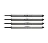 Lamy M66 4-pack metal rollerball refill with large capacity - Original replacement refill for all rollerball pens without cap - Document-proof - Medium line width in black ink