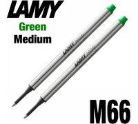 LAMY M66 Rollerball Pen Refill - Medium Tip - Green Ink - Pack of 2