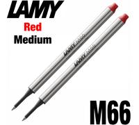 LAMY M66 Rollerball Pen Refill - Medium Tip - Red Ink - Pack of 2