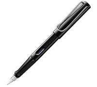 LAMY safari black - Fountain Pen with ergonomic grip & polished steel nib in size B - ideal for any Writing & Calligraphy - including LAMY T 10 blue cartridge - Right-Handed