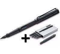 Lamy Safari Fountain Pen (17F) - Matt Black - 5 x T10 Black Ink Cartridges