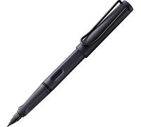 LAMY safari steel black - Fountain Pen with ergonomic grip & polished steel nib in size M - ideal for any Writing & Calligraphy - including LAMY T 10 blue cartridge - Right-Handed