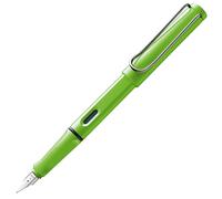 Lamy Fountain Pen Safari – Ergo Grip, Polished Steel F Nib, Green, Right-Handed, Includes T10 Blue