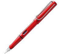 LAMY safari red - Fountain Pen with ergonomic grip & polished steel nib in size F - ideal for any Writing & Calligraphy - including LAMY T 10 blue cartridge - Right-Handed