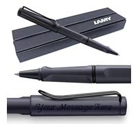 Lamy Safari Rollerball Pen with Personalised Engraving for Birthdays, School and Corporate gifts includes Blue M 63 refill, and includes premium gift boxed. (Steel Black)