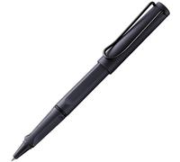 Lamy Safari Steel Black Rollerball Pen - Timeless Classic Pen with Ergonomic Grip & M Line Width - Robust ASA Plastic Housing - with M 63 Rollerball Refill in Blue