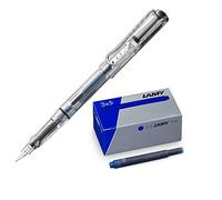 Lamy Set of 1 Safari Vista Transparent Fountain Pen Nib M and 1 x T10 Set of 3 Ink Cartridges in Original Box - Ink Colour Blue