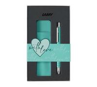 Lamy swift lagoon Special Edition Rollerball Pen Gift Set - Romantic Gift Set with Rollerball Pen & Genuine Leather Case - Metal Body - Line Width B - incl. Rollerball Refill M 66 B blue