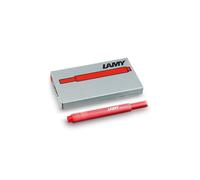 LAMY T10 Ink cartridges with Large Ink Capacity - Suitable for All Lamy Fountain Pen Models - Contents 1.25 ml per Cartridge - 5 Pieces per Pack - Ink Color red