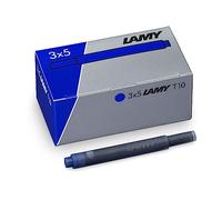 LAMY T10 Set of 3 Ink Cartridges with Large Ink Supply, Suitable for All Lamy Cartridge Fountain Pen Models, Contents 1.25 ml per Cartridge, 5 Pieces per Pack - Ink Colour Blue