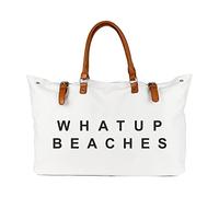 Lamyba Beach Tote Bag for Women Waterproof Sandproof, White