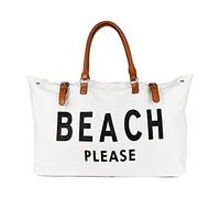 Lamyba Beach Tote Bag for Women Waterproof Sandproof white, Beach Please