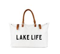 Lamyba Beach Tote Bag for Women Waterproof Sandproof, White, XL