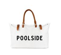 Lamyba Beach Tote Bag for Women Waterproof Sandproof, White, XL