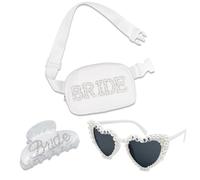 Lamyba Bride Gifts,Bachelorette Gifts for Bride,Pearl Bride Fanny Pack,Hair Claw Clip and Sunglasses,Bride to be Gifts,Bachelorette Party Decorations,Favors,Accessories,Bridal Shower/Wedding Gifts
