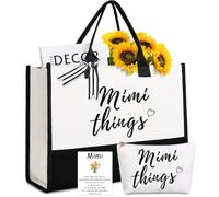 Lamyba Mimi Gifts - Mimi Things Tote Bag with Makeup Pouch - Mother's Day Gift for Mimi, Grammy, New Grandma - Birthday, Christmas, Baby Shower Gifts