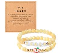 Lamyba Teacher Bracelet Gifts Thank You Gift Teacher Appreciation Gift Teacher Must Have Present Yellow, 8mm, Stone, no gemstone