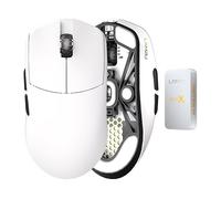 Lamzu Maya X Wireless Gaming Mouse 47g Optical Switch 30,000 DPI Balanced Nordic 52840 MCU Dustproof Encoder PAW3950 Sensor (Larger Maya) (White)