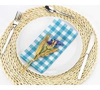 LAN&LAN - Rectangular Checked Tablecloth for Indoor and Outdoor Dining Camping Sand Picnic with Various Sizes and Models to Choose From (Turquoise, 6 Napkins)