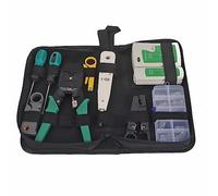 LAN Network Service Tool Kit, 11 - Piece Cable Tester Kit with RJ45 RJ11 Tester, Circuit State Diagnostic Tools for Network Maintenance, Portable Wired Network Repair Kit in Green