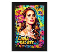 Lana Del Rey Signed Poster Print - Art Styled Limited Edition Autograph Fan Gift - Collectible Memorabilia Wall Art - Summertime Sadness Alt-Pop Icon (A4 Framed)