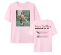 Lana Del Rey Tour 2025 T-Shirt Vintage Concert Merch Style Tee for Men & Women Aesthetic Indie Pop Music Fan Shirt (Pink,XXL)